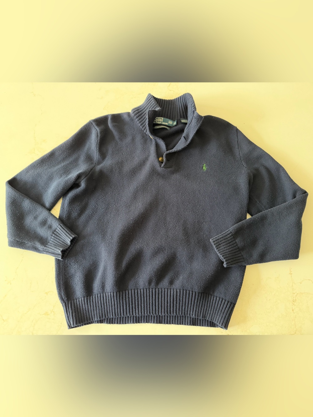 Polo Ralph Lauren Navy Quarter-Button Sweater with iconic pony